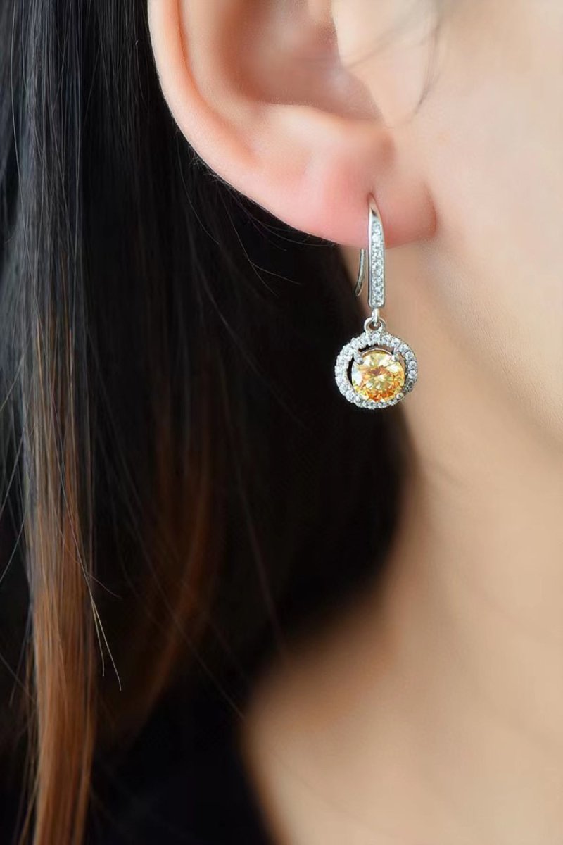 Platinum - Plated 2 Carat Moissanite Drop Earrings - Samuels Jewelers