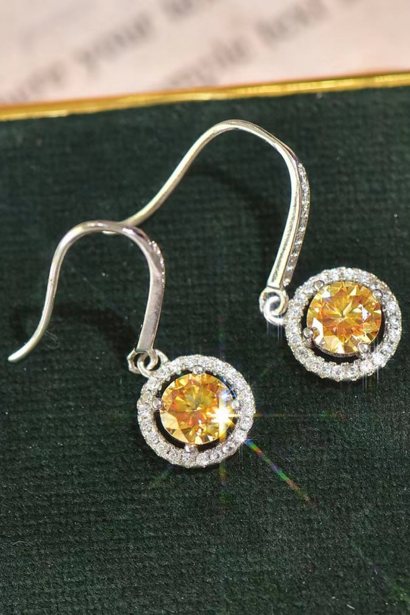 Platinum - Plated 2 Carat Moissanite Drop Earrings - Samuels Jewelers