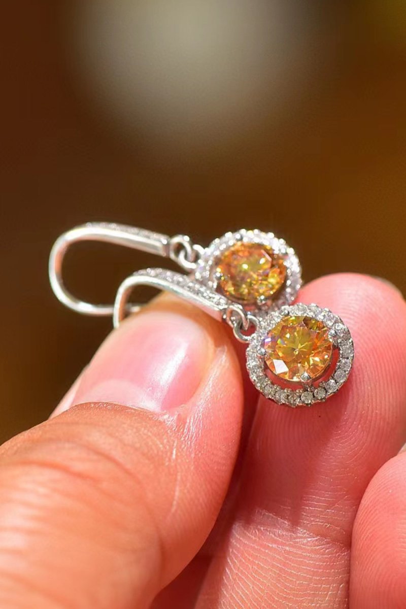 Platinum - Plated 2 Carat Moissanite Drop Earrings - Samuels Jewelers