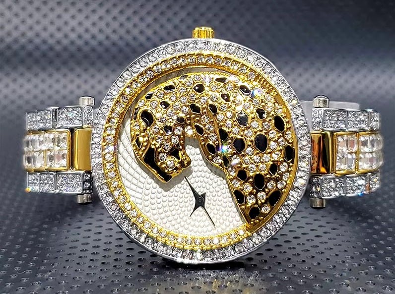 Quartz Gold Watch Crystal Diamond Leopard - Samuels Jewelers