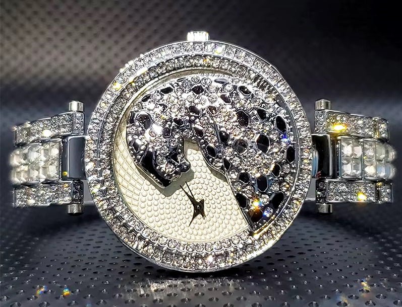 Quartz Gold Watch Crystal Diamond Leopard - Samuels Jewelers