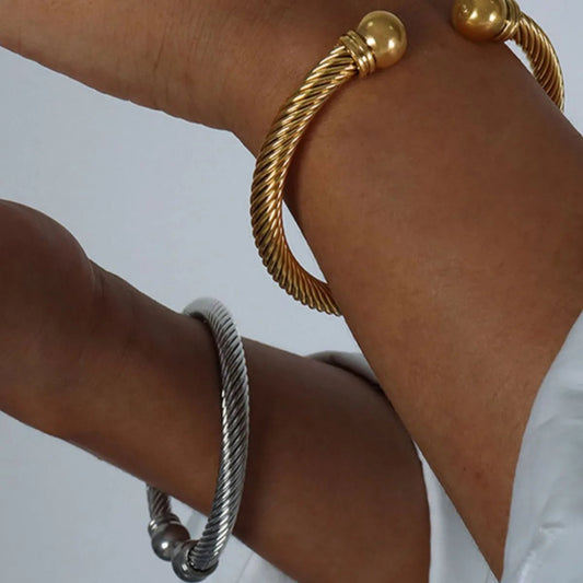 Twisted Cable Cuff Bracelet - 18K Gold Plated - Samuels Jewelers