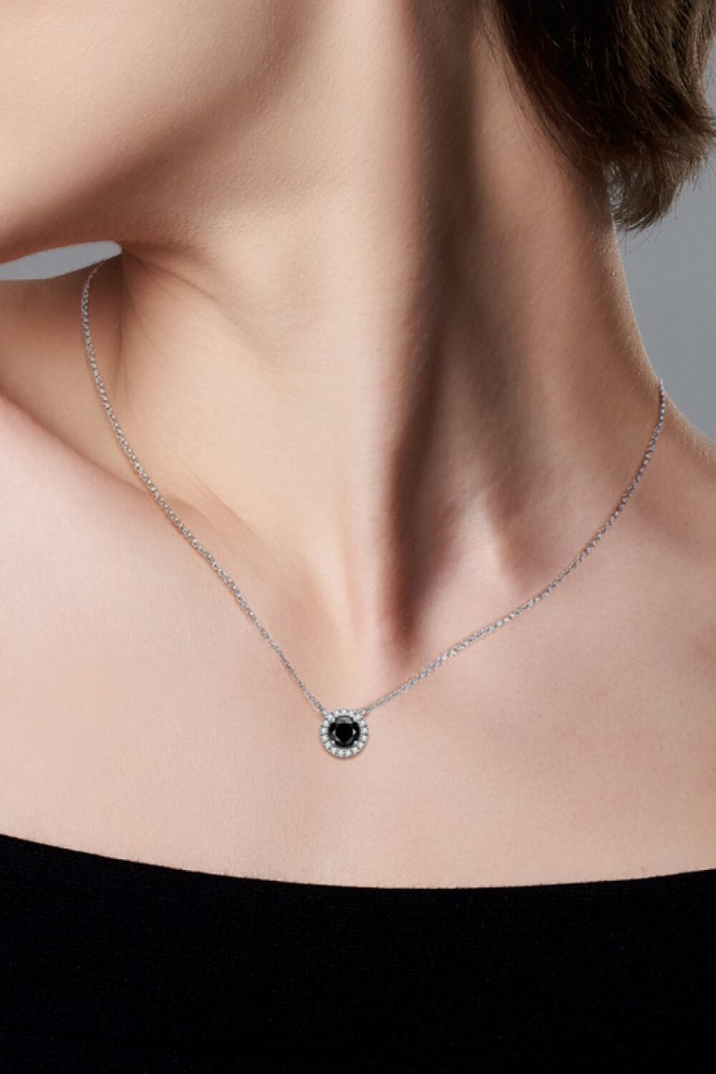 Two - Tone 1 Carat Moissanite Round Pendant Necklace - Samuels Jewelers