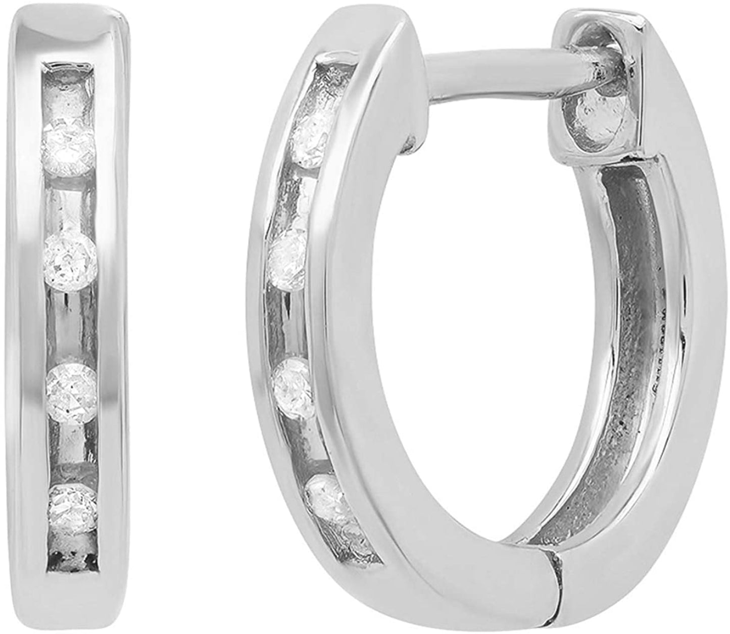 0.05 Carat (ctw) 14K Gold Round Diamond Hoop Earrings - Samuels Jewelers