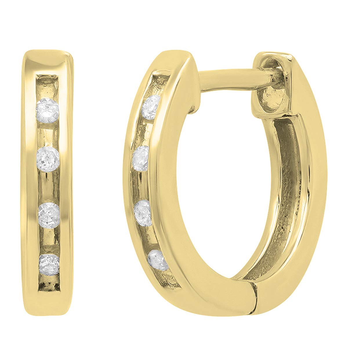 Collection 0.05 Carat (ctw) 14K Gold Round Diamond Hoop Earrings - Samuels Jewelers
