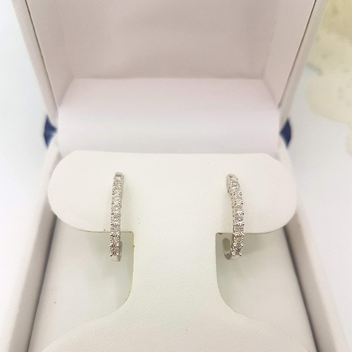 0.15 Carat (ctw) Round White Diamonds Shaped Hoop Earrings 10K/14K/18K Gold 925 Sterling Silver - Samuels Jewelers