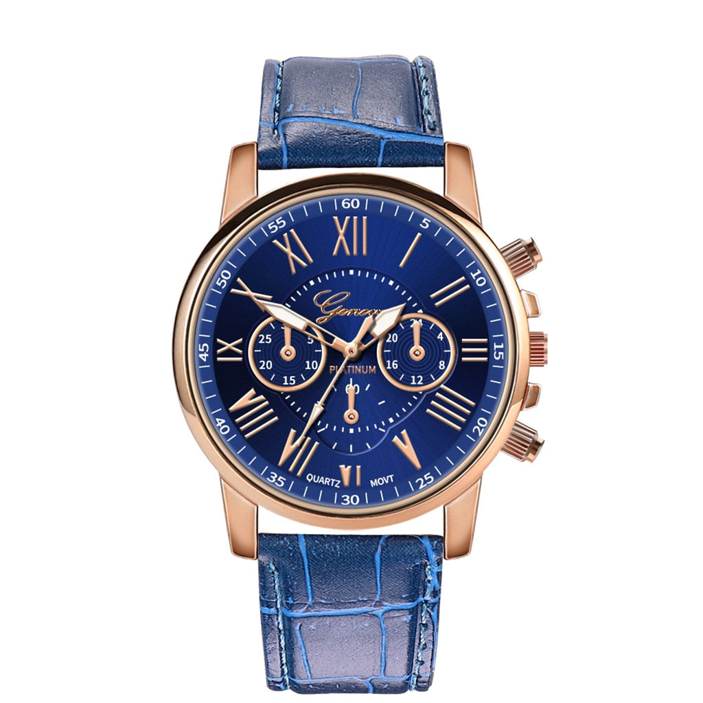 Leather Band Quartz Analog Wrist Watch - Samuels Jewelers