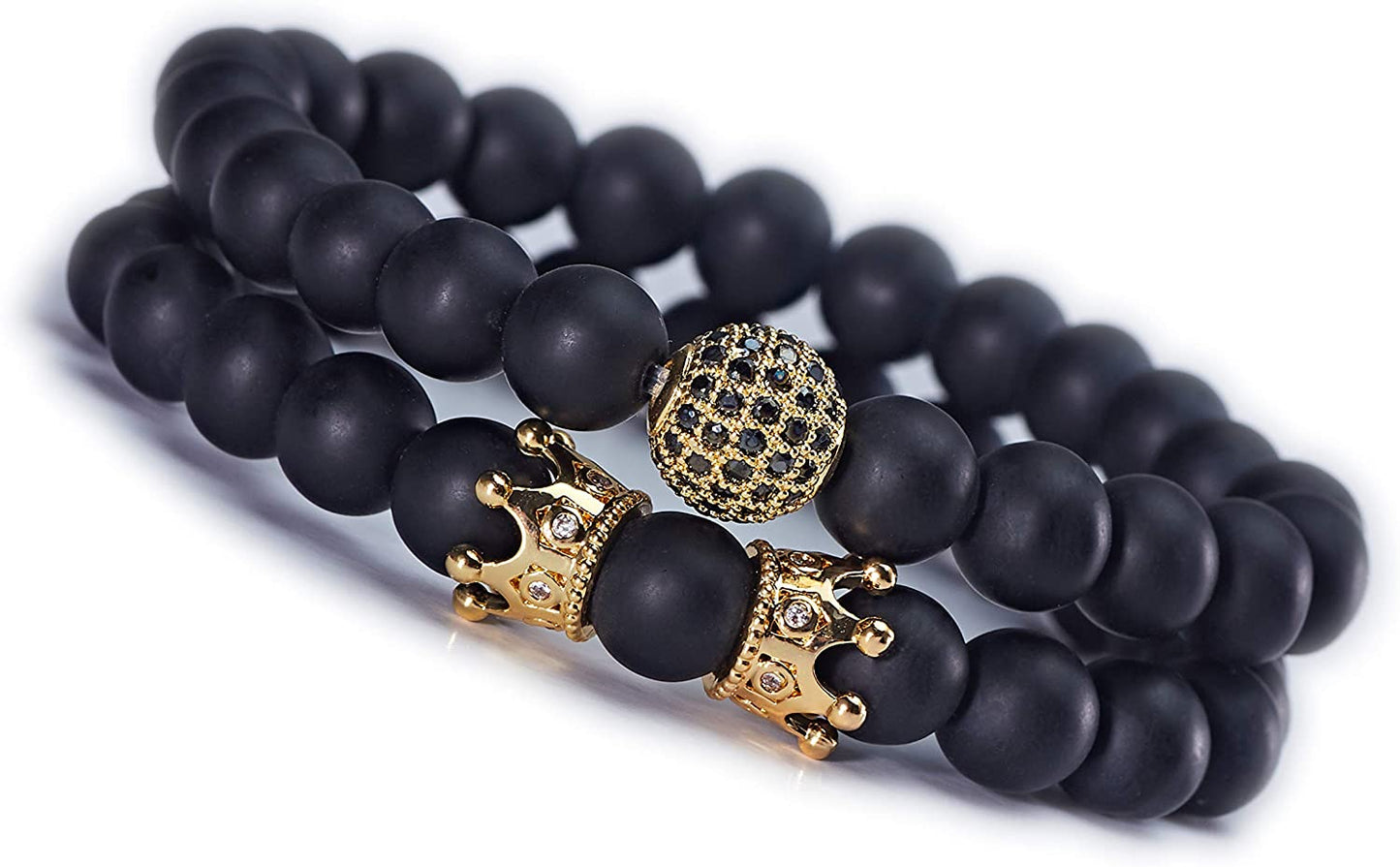 Charm Beads Bracelet Set Luxury Matte Onyx Natural Stone - Samuels Jewelers
