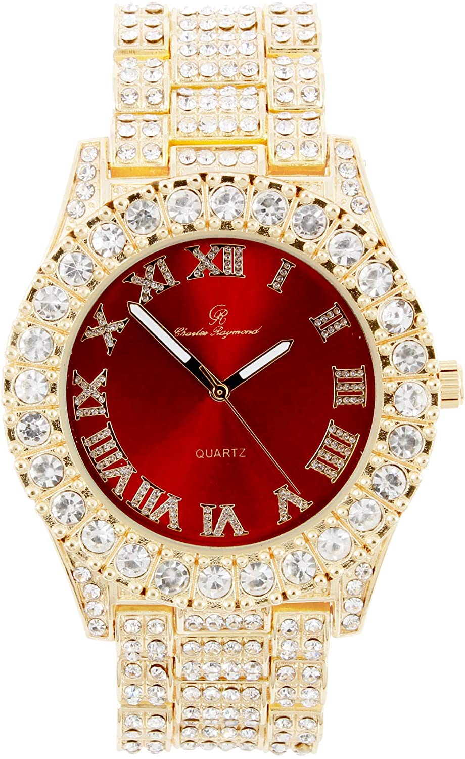Fully Iced Hip Hop Big Rocks Bezel Color Dial Cuban Chain Bracelet, Cuban Necklace, Tennis Chain & Ring - Samuels Jewelers