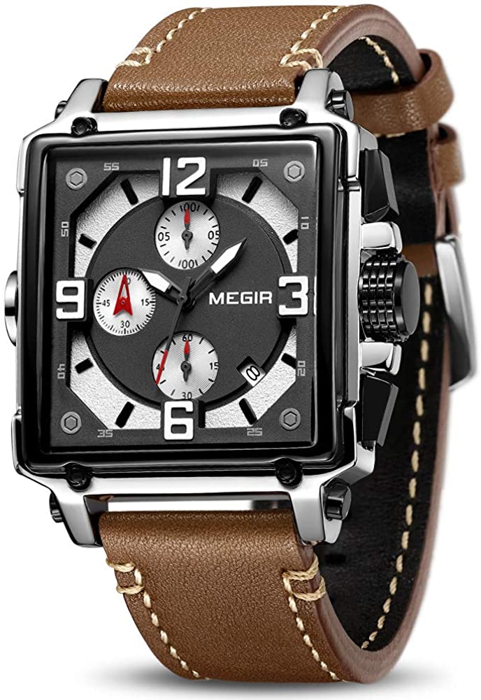 Men's Analogue Army Military Chronograph Luminous Quartz Watch Fashion Leather Strap - Samuels Jewelers