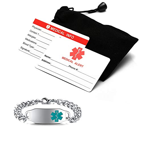 Personalized Customize Medical Alert ID Awareness Bracelet 5.5-8.5 inches ,Free Engraving - Samuels Jewelers