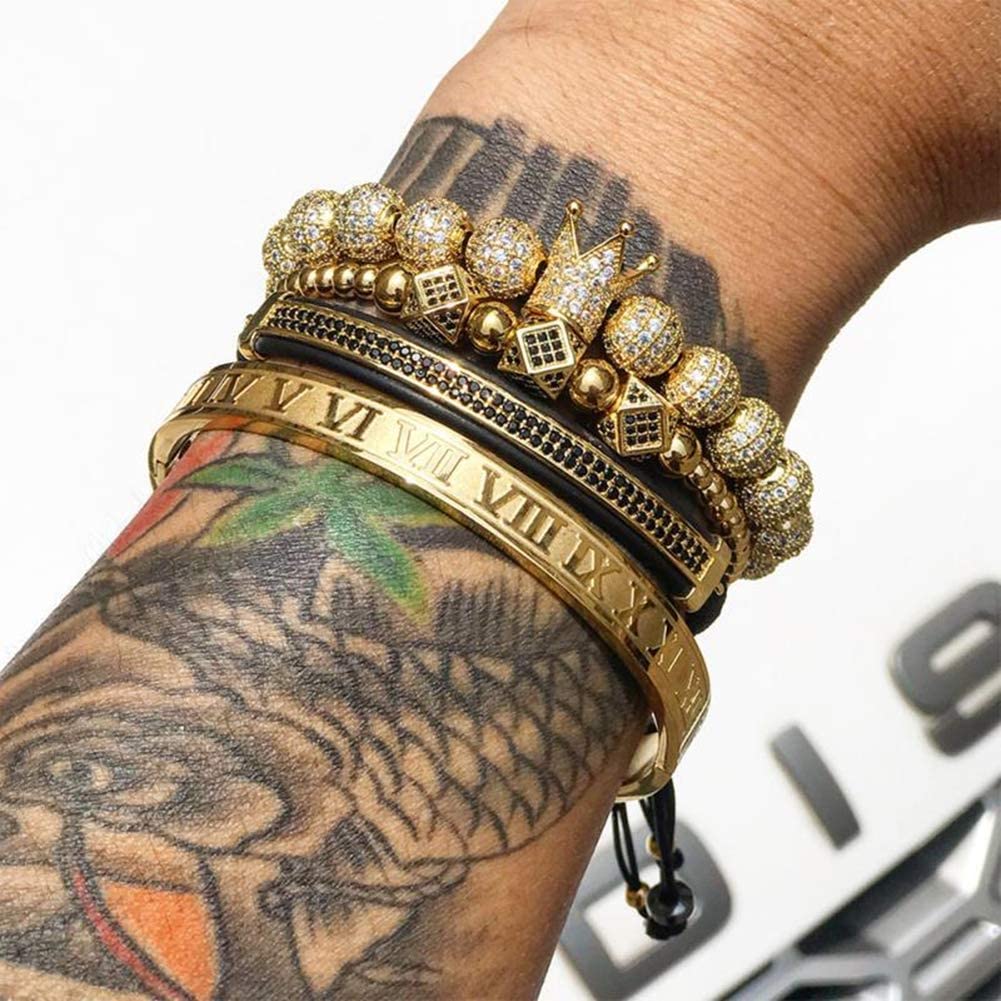 Imperial Crown King Gold Bracelets for Men Luxury Charm Fashion Cuff Bangle Jewelry - Samuels Jewelers