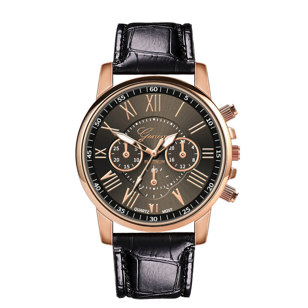 Leather Band Quartz Analog Wrist Watch - Samuels Jewelers