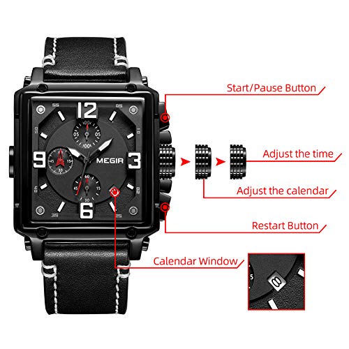 Men's Analogue Army Military Chronograph Luminous Quartz Watch Fashion Leather Strap - Samuels Jewelers