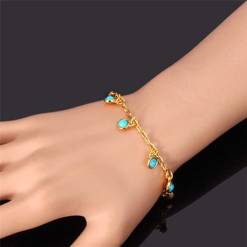 Natural Turkey Stone Gold Color Cute Beautiful Bracelet - Samuels Jewelers