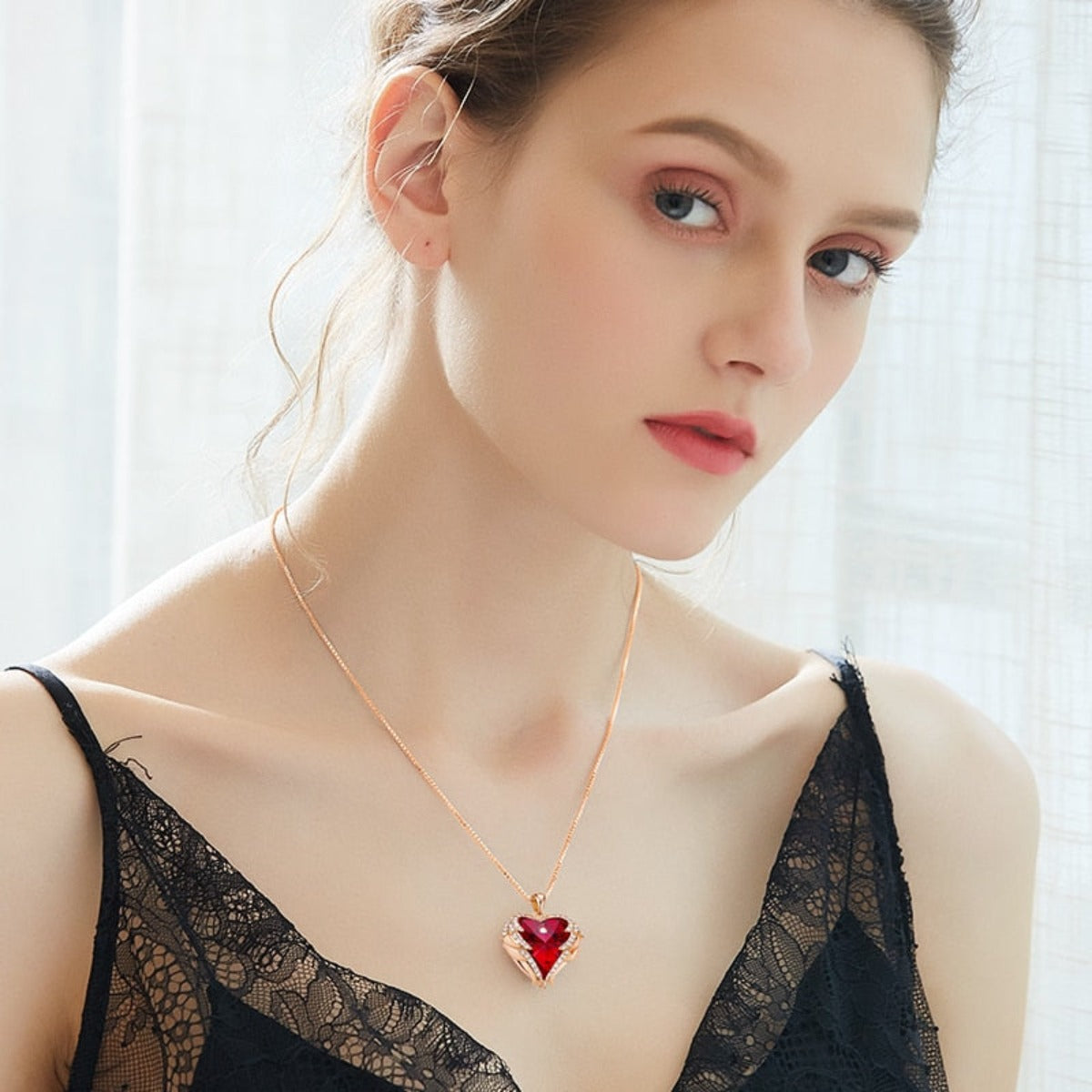 Rose Gold Necklace Embellished with Crystals Fine Pendant Necklace - Samuels Jewelers