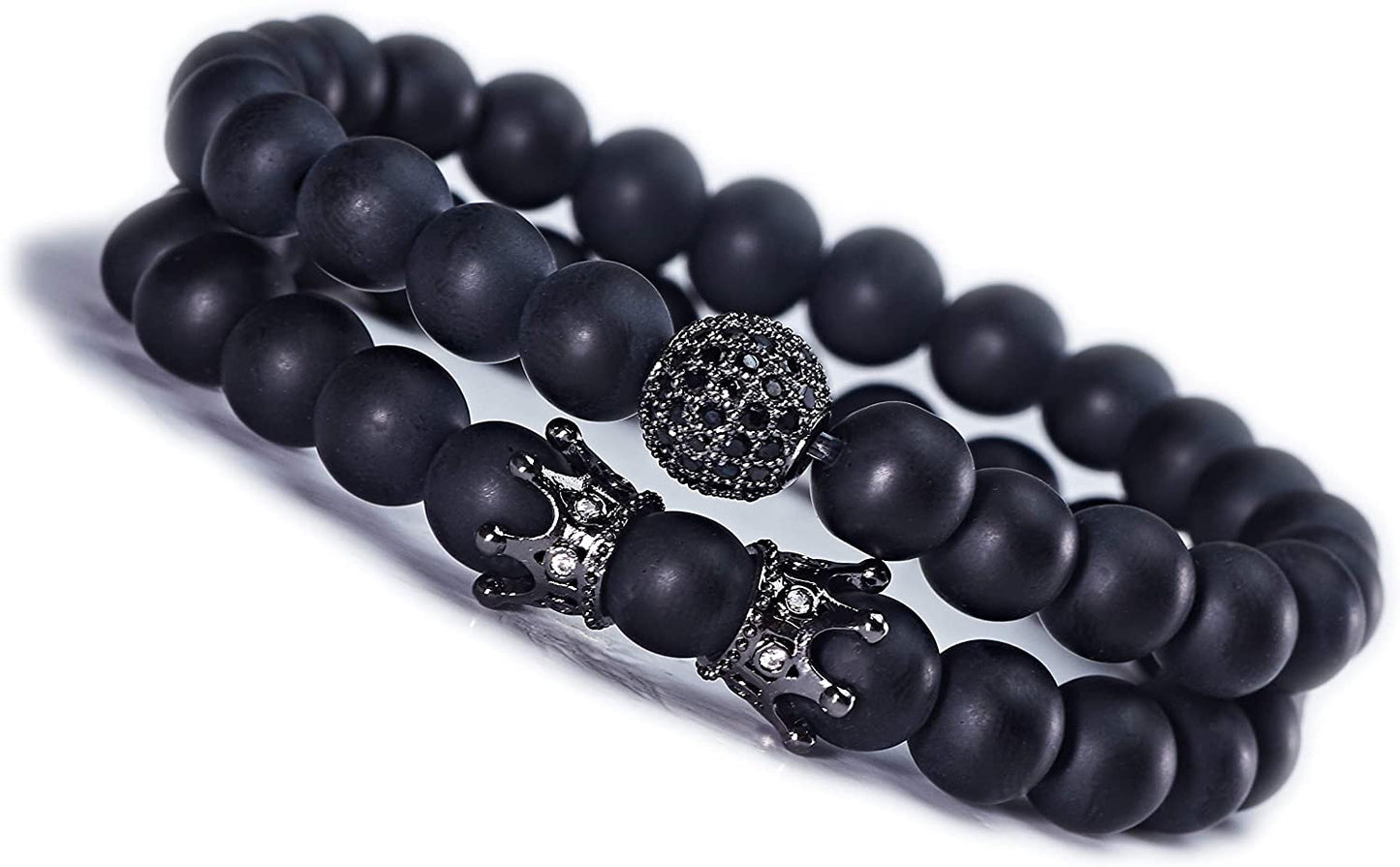 Charm Beads Bracelet Set Luxury Matte Onyx Natural Stone - Samuels Jewelers