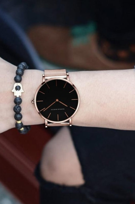 Women Watch with Bracelet Japan Quartz Movement Simple Waterproof Rose Gold Mesh - Samuels Jewelers