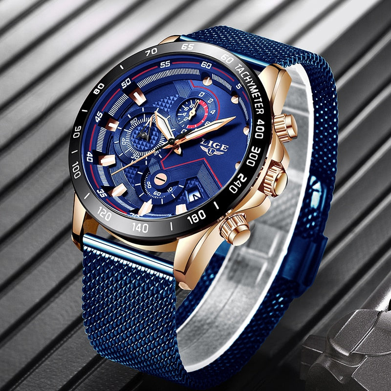 Casual Mesh Belt Quartz Gold Watch Men Luxury Waterproof - Samuels Jewelers