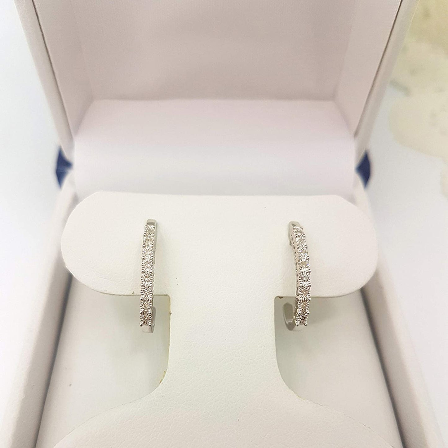 0.15 Carat (ctw) Round White Diamonds Ladies J Shaped Hoop Earrings, 10K/14K/18K Gold & 925 Sterling Silver - Samuels Jewelers