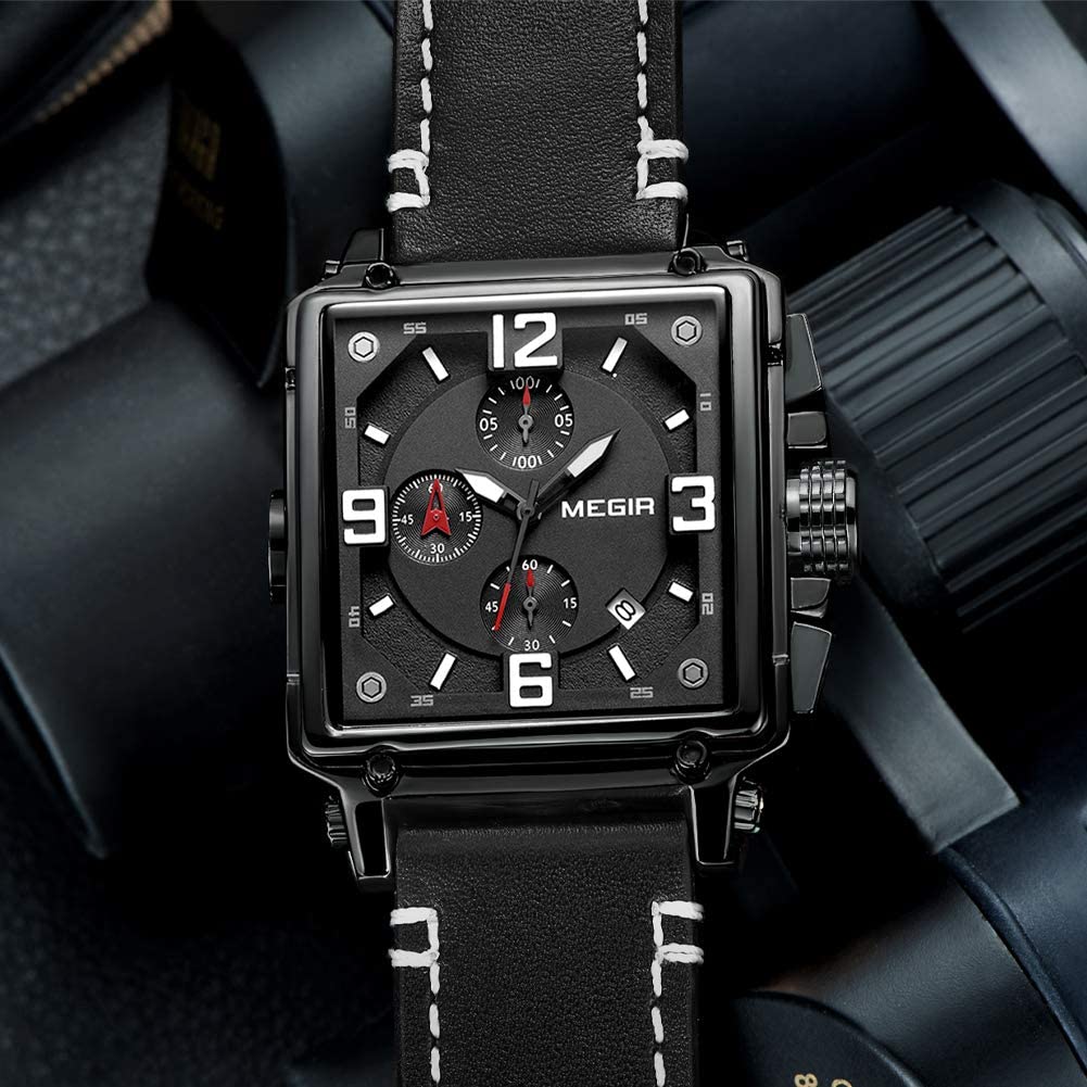 Men's Analogue Army Military Chronograph Luminous Quartz Watch Fashion Leather Strap - Samuels Jewelers
