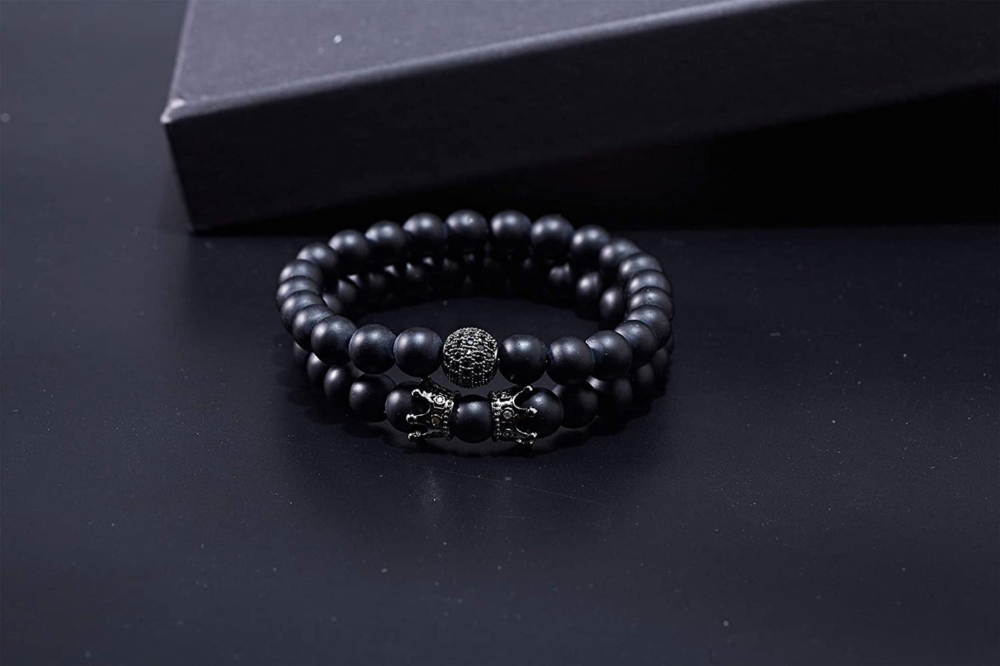 Charm Beads Bracelet Set Luxury Matte Onyx Natural Stone - Samuels Jewelers
