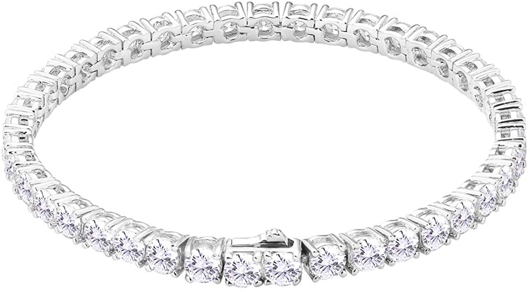 S925 Sterling Silver Tennis Bracelet, 14k Gold Iced Out Prong-Setting 5A Cubic Zirconia Stones, Urban Street-wear Hip Hop Jewelry - Samuels Jewelers