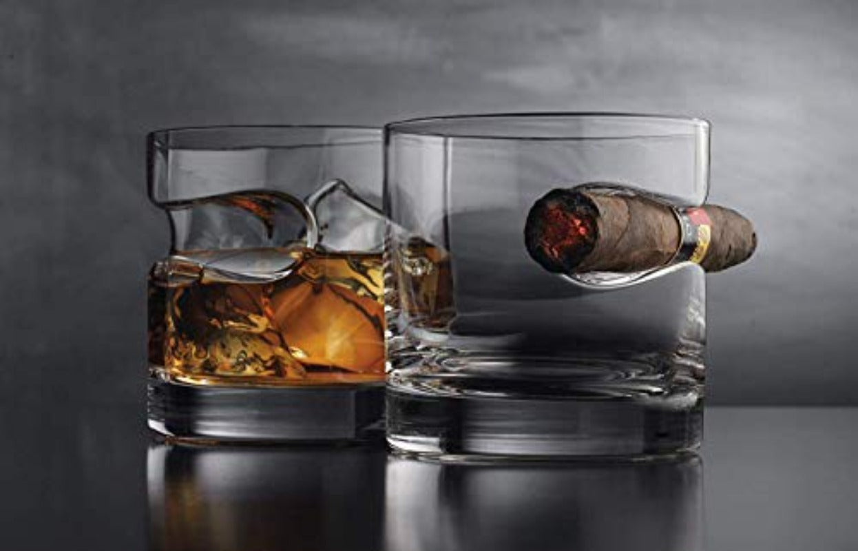 Cigar Whiskey Glass - Old Fashioned Whiskey Glasses With Indented Cigar Rest - Samuels Jewelers