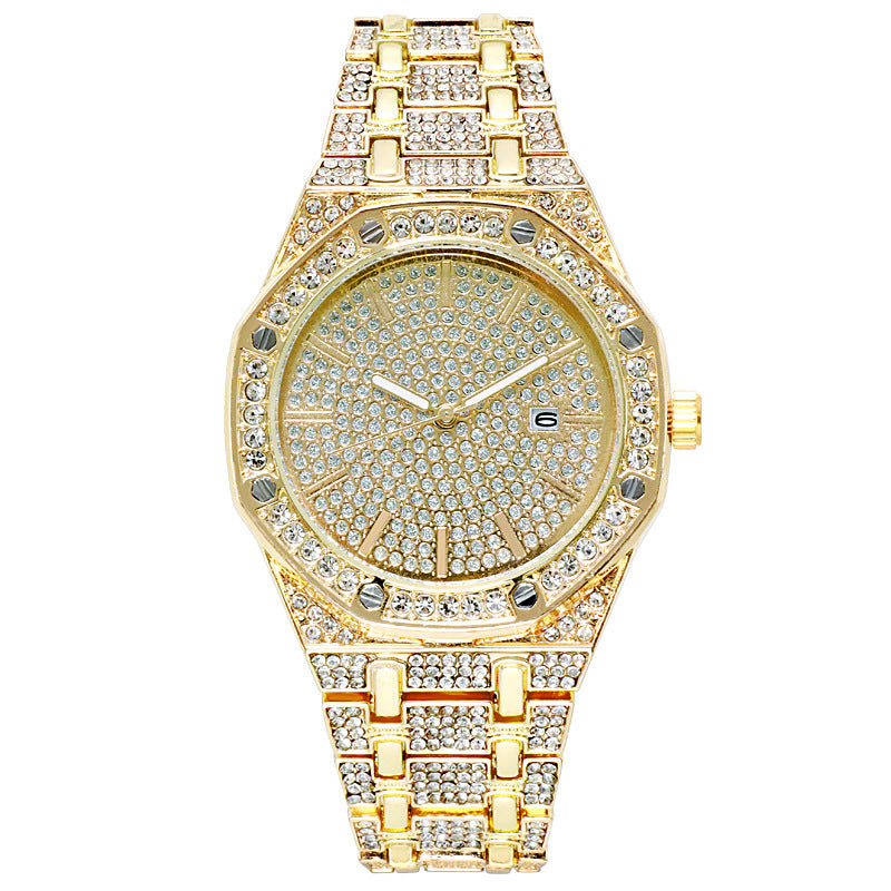 Full Diamond Quartz Luxury Hip Hop Wristwatch Iced Out - Samuels Jewelers