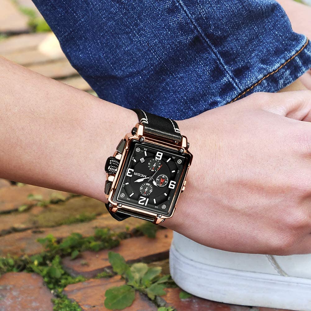 Men's Analogue Army Military Chronograph Luminous Quartz Watch Fashion Leather Strap - Samuels Jewelers