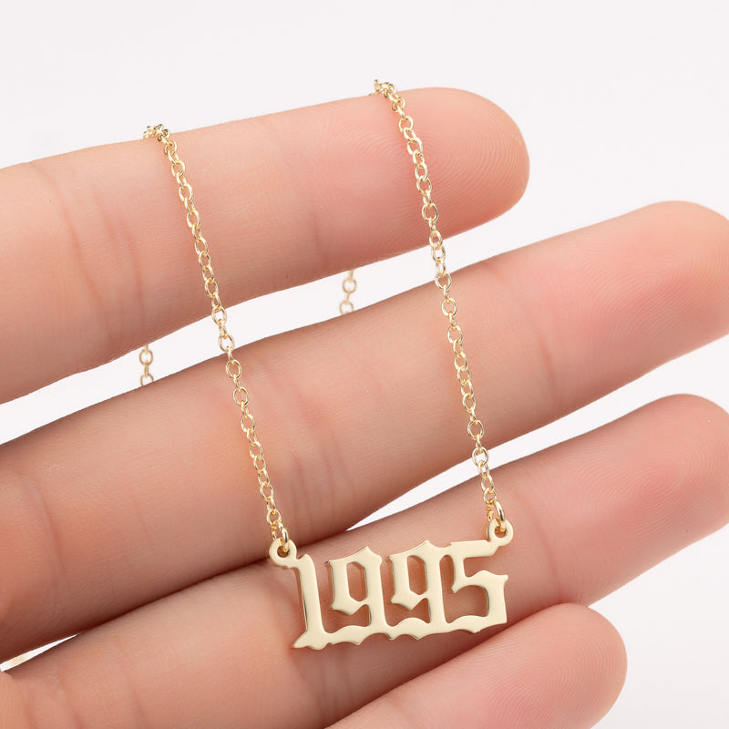 Necklaces Gold Color Custom Birth Year Pendant - Samuels Jewelers