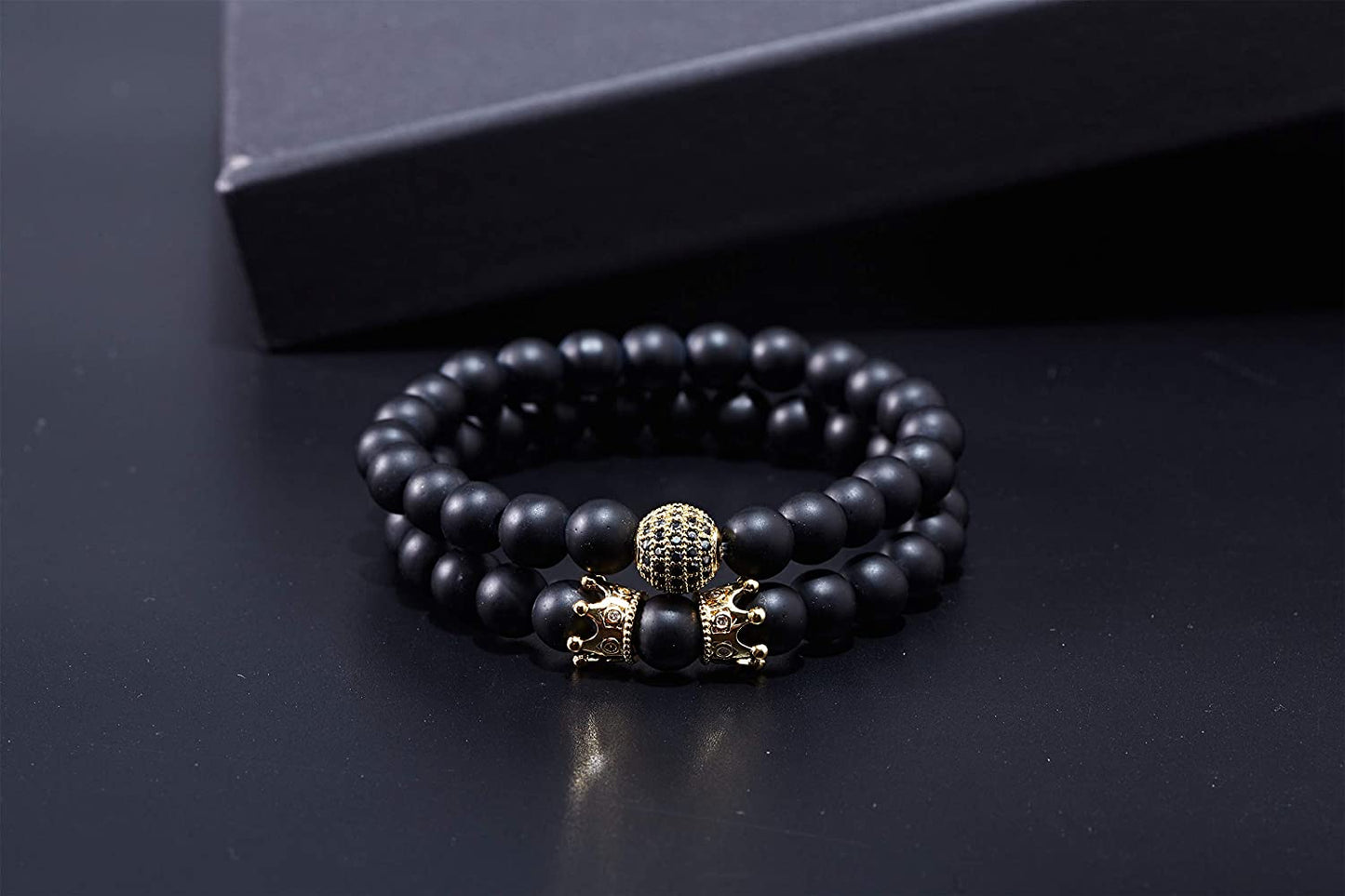 Charm Beads Bracelet Set Luxury Matte Onyx Natural Stone - Samuels Jewelers