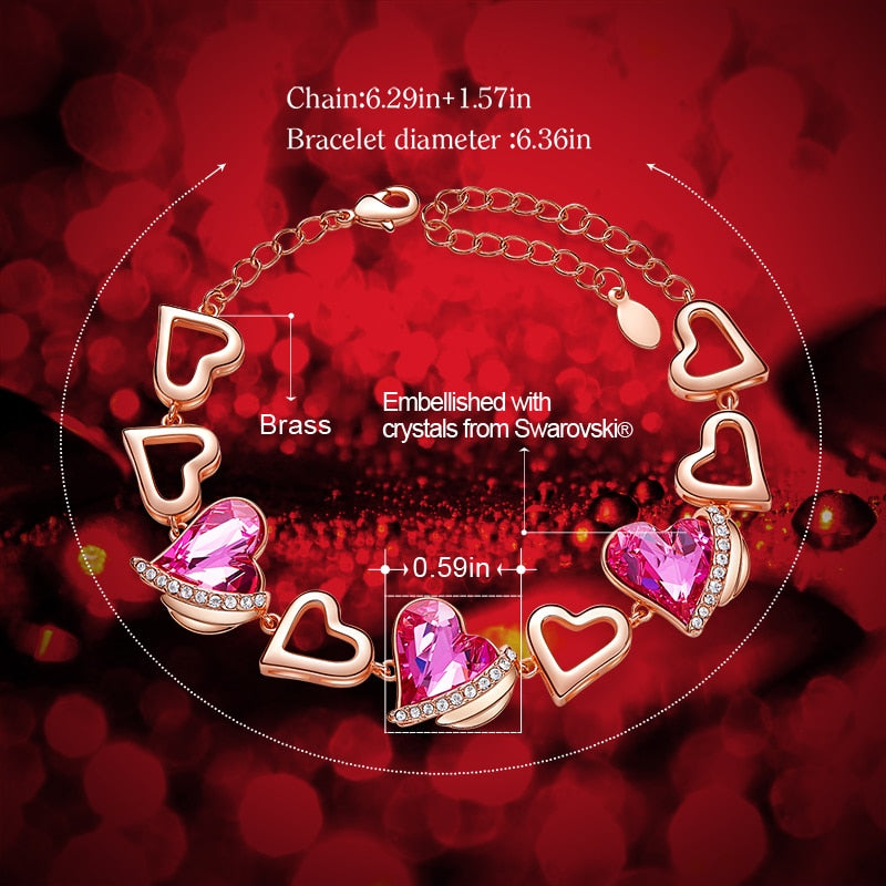 Gold Embellished With Crystals Heart Angel Wing Jewelry Chain Bracelet - Samuels Jewelers