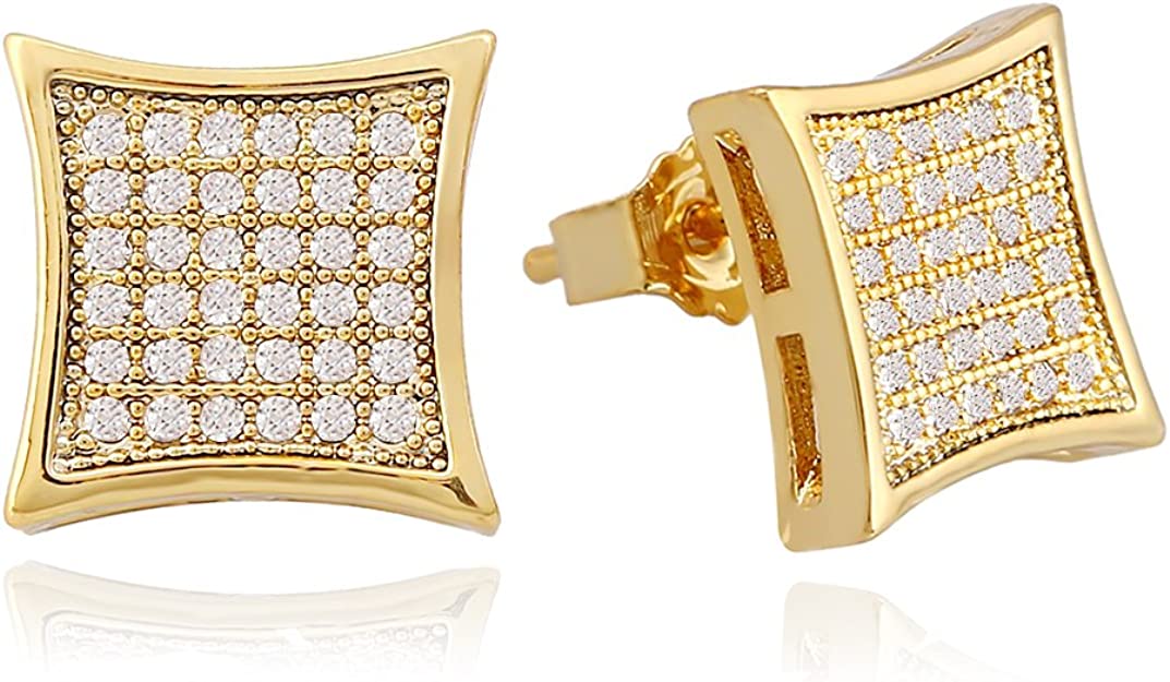 Gold Silver Square Stud Men's Earrings - Samuels Jewelers