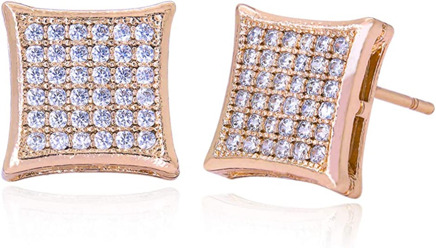 Gold Silver Square Stud Men's Earrings - Samuels Jewelers