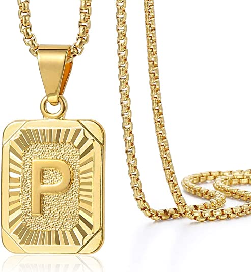 Initial Letter Pendant Charm Gold Necklace Cuban Link Chain - Samuels Jewelers