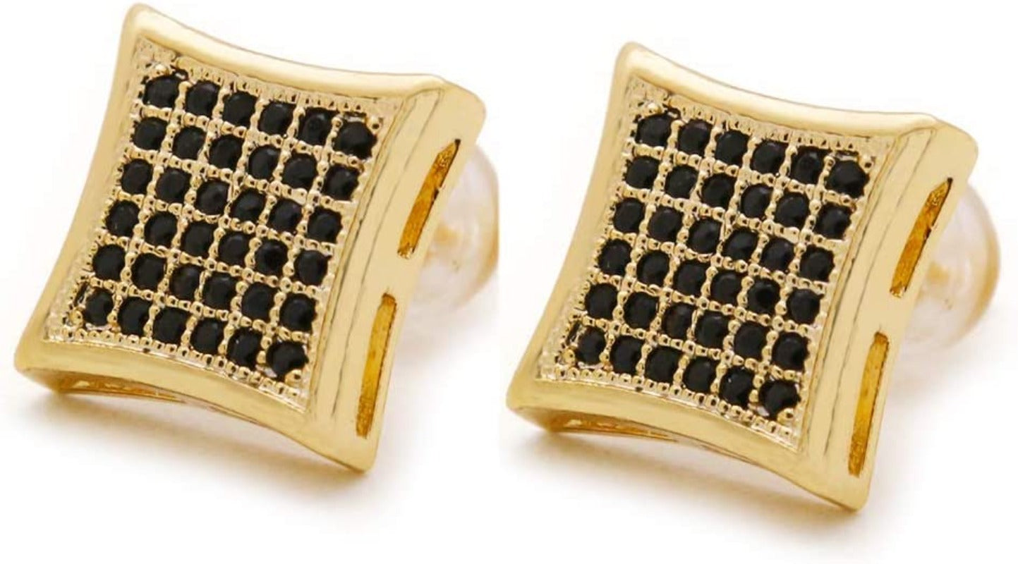 Gold Silver Square Stud Men's Earrings - Samuels Jewelers
