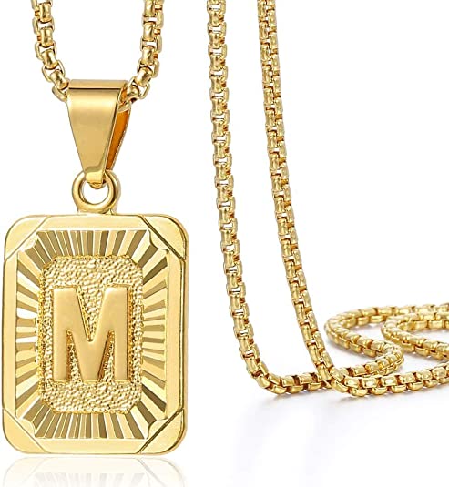 Initial Letter Pendant Charm Gold Necklace Cuban Link Chain - Samuels Jewelers
