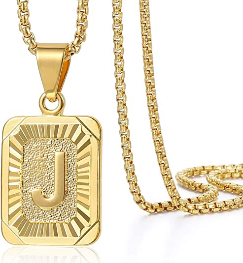 Initial Letter Pendant Charm Gold Necklace Cuban Link Chain - Samuels Jewelers