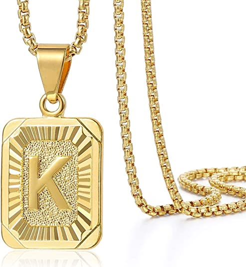 Initial Letter Pendant Charm Gold Necklace Cuban Link Chain - Samuels Jewelers