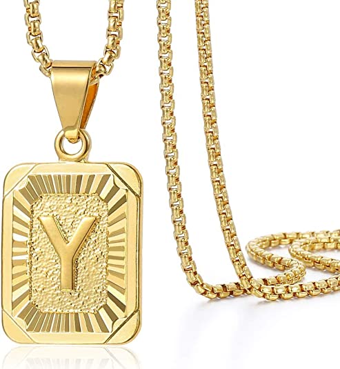 Initial Letter Pendant Charm Gold Necklace Cuban Link Chain - Samuels Jewelers