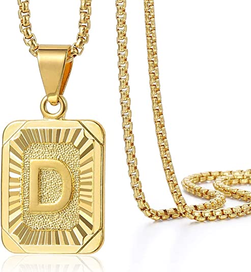 Initial Letter Pendant Charm Gold Necklace Cuban Link Chain - Samuels Jewelers