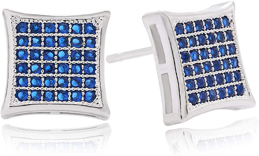 Gold Silver Square Stud Men's Earrings - Samuels Jewelers