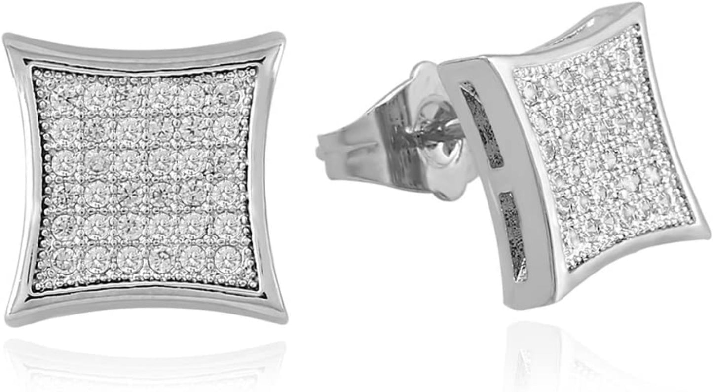 Gold Silver Square Stud Men's Earrings - Samuels Jewelers