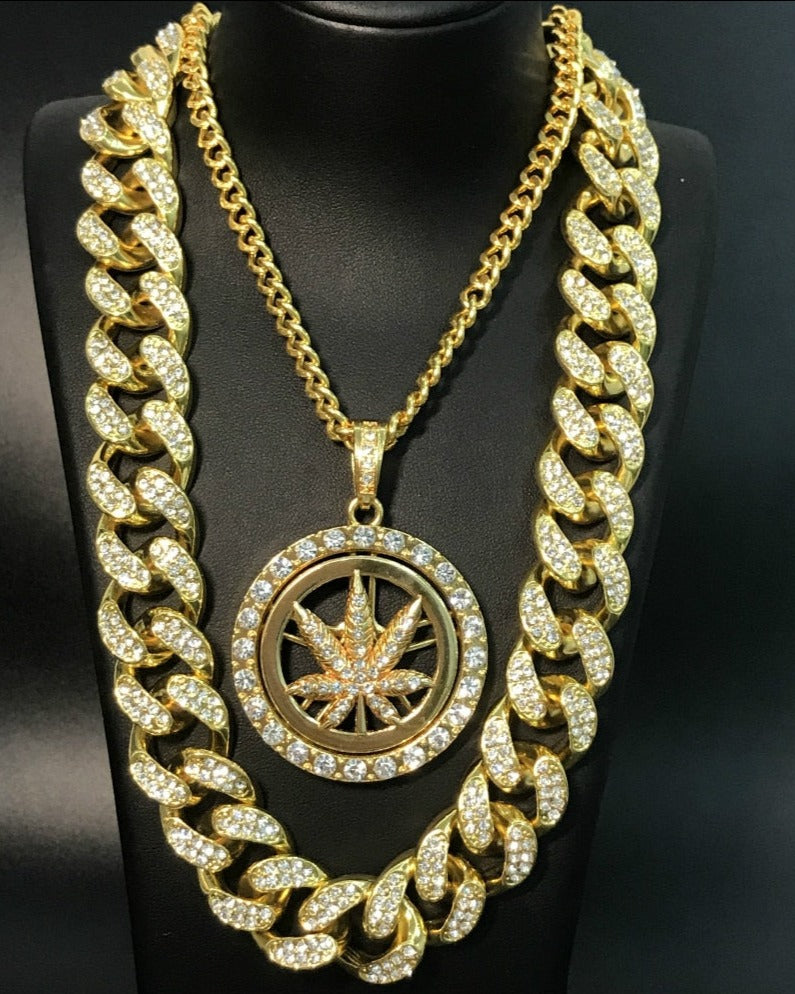 Mens Fast Money Pendant Necklace Hip Hop Rock Iced Out Bling With