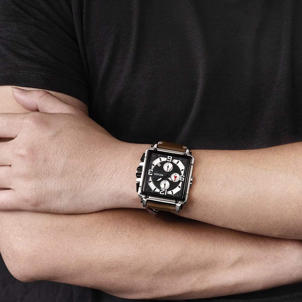 Men's Analogue Army Military Chronograph Luminous Quartz Watch Fashion Leather Strap - Samuels Jewelers
