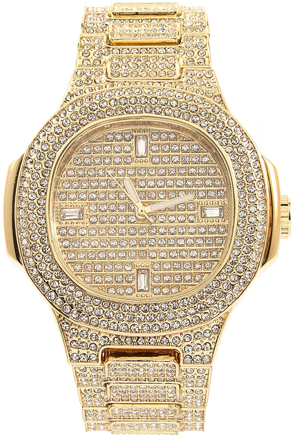 Bling-end Out Hip Hop Watch & Jewelry Set w/Cuban Chain Bracelet, Kite Bling Earrings & Ring - Samuels Jewelers