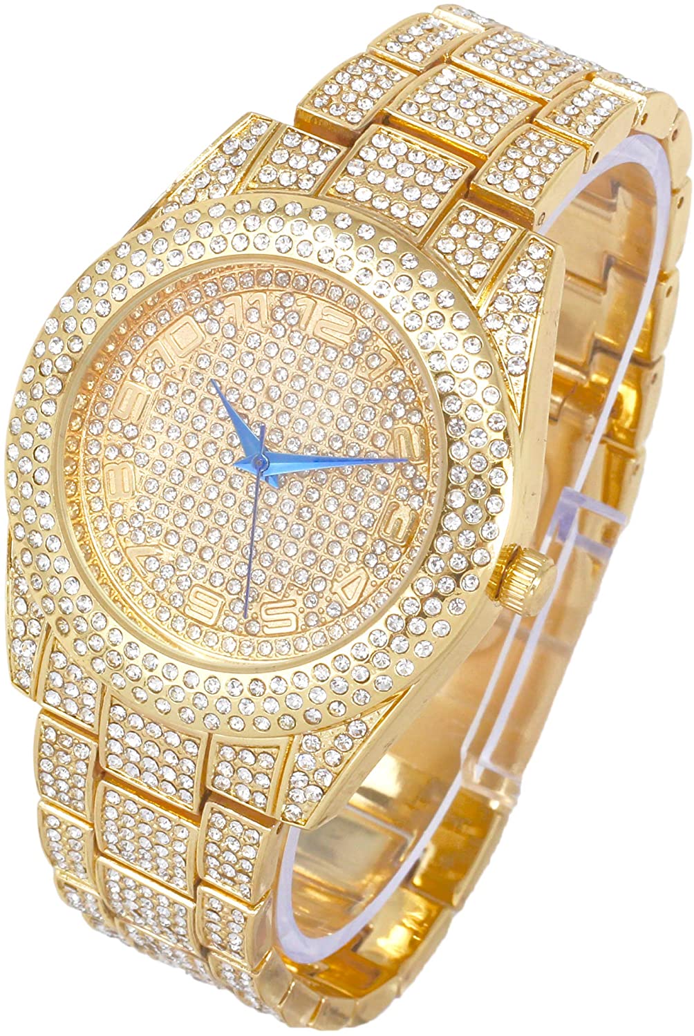 Bling-end Out Hip Hop Watch & Jewelry Set w/Cuban Chain Bracelet, Kite Bling Earrings & Ring - Samuels Jewelers