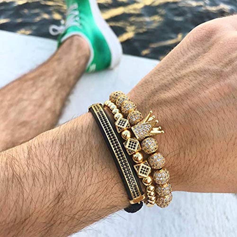 Imperial Crown King Gold Bracelets for Men Luxury Charm Fashion Cuff Bangle Jewelry - Samuels Jewelers
