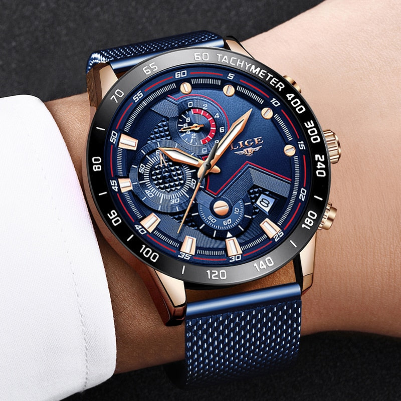 Casual Mesh Belt Quartz Gold Watch Men Luxury Waterproof - Samuels Jewelers
